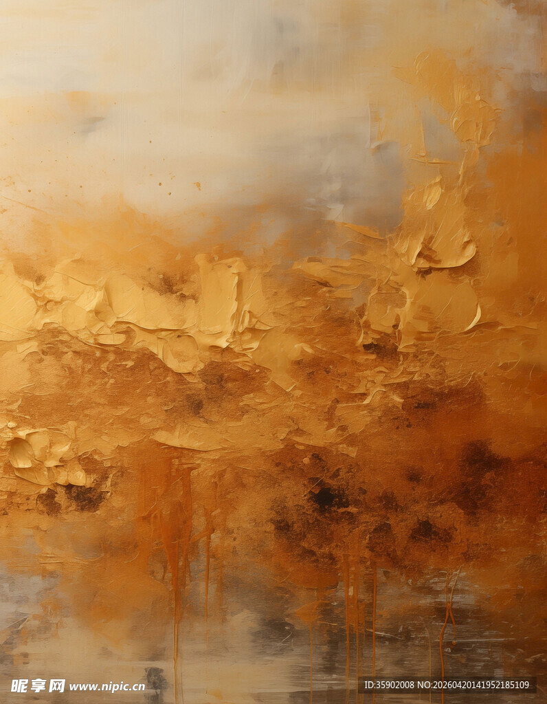 抽象金色风景油画