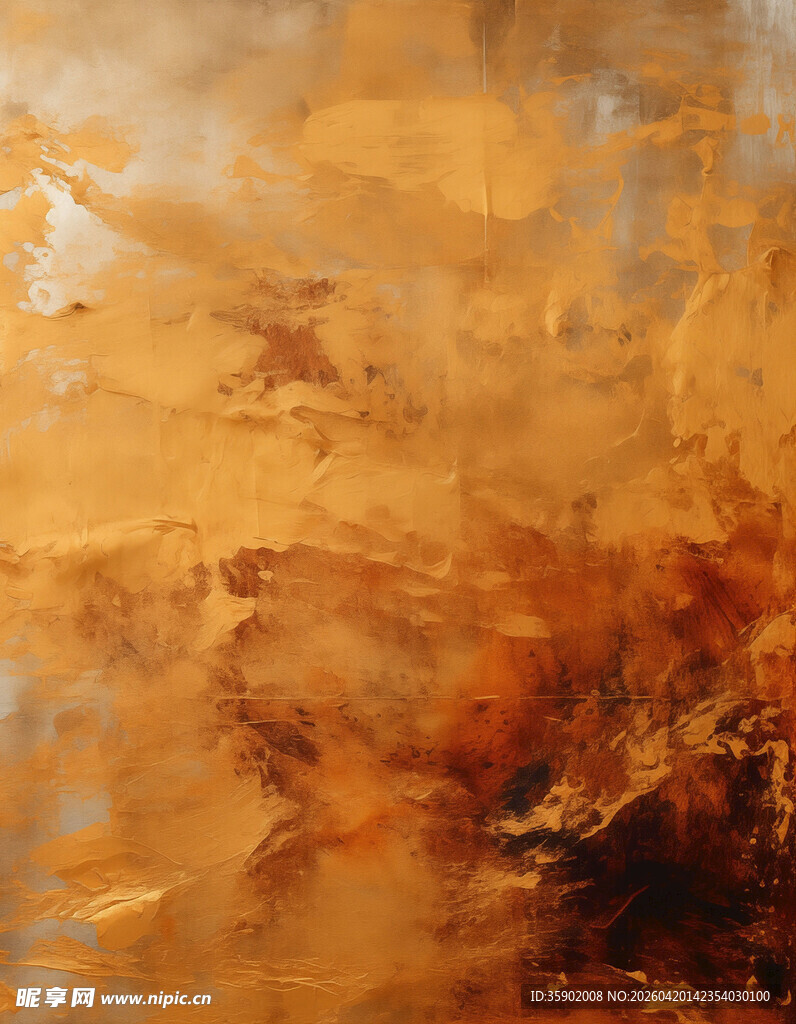 抽象橙调艺术绘画作品