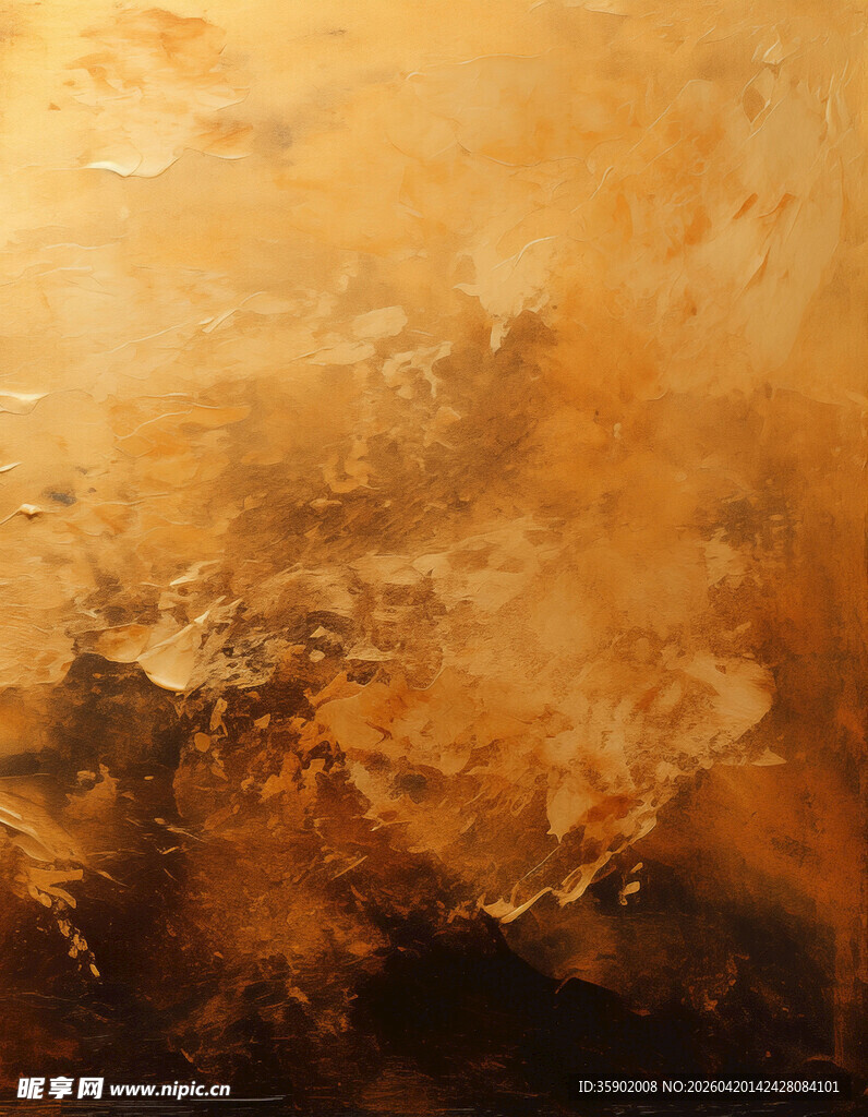 抽象暖色调风景油画