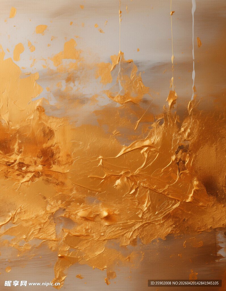 金色抽象艺术纹理画作