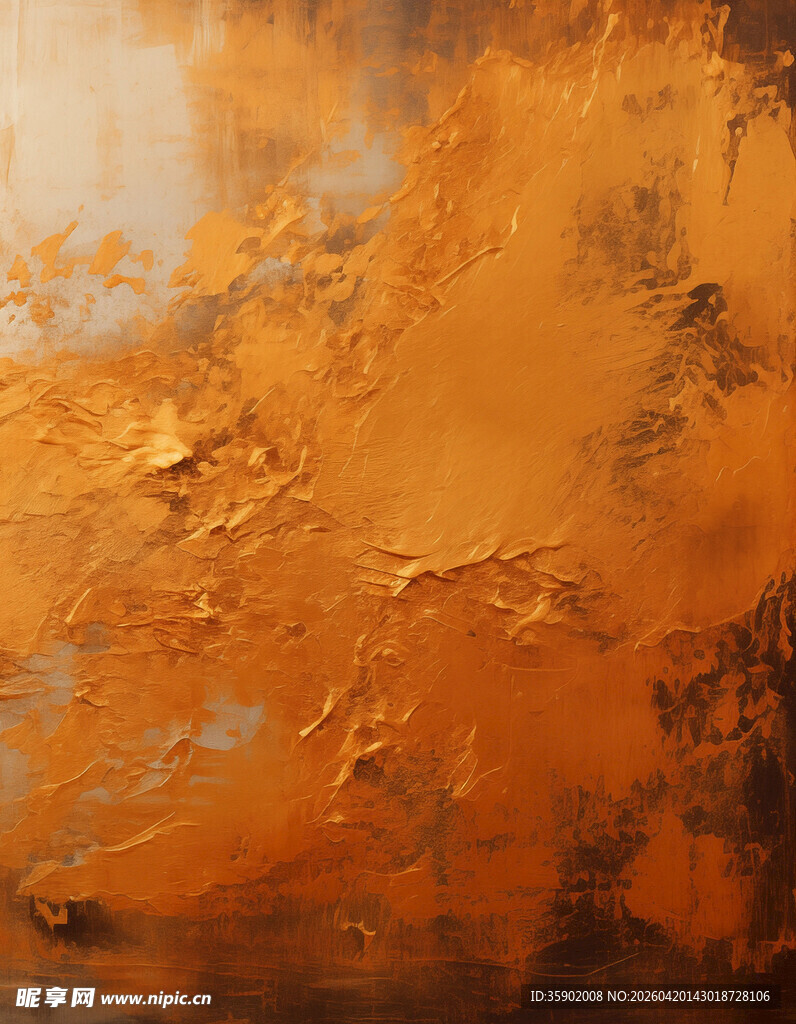 抽象橙色笔触艺术画作