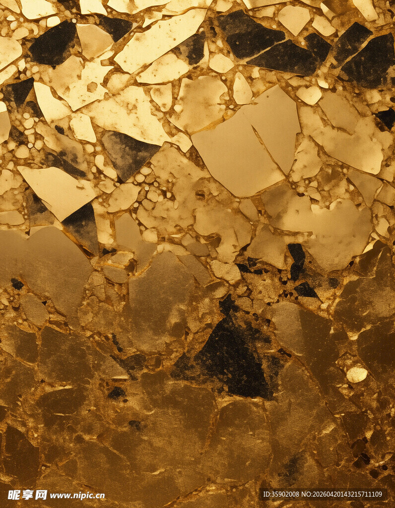 金色碎裂纹理抽象画面