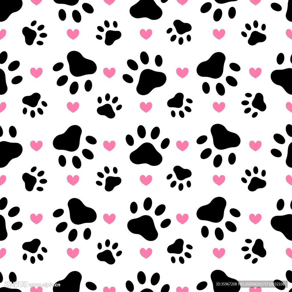 爪印爱心背景