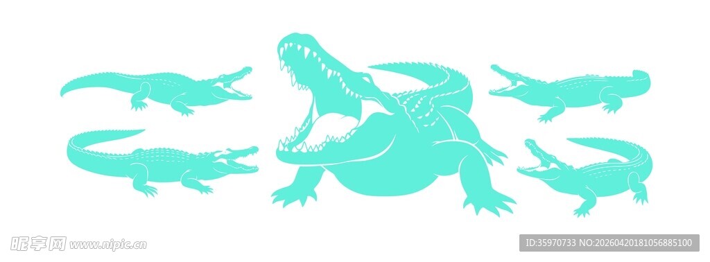 鳄鱼剪影素材