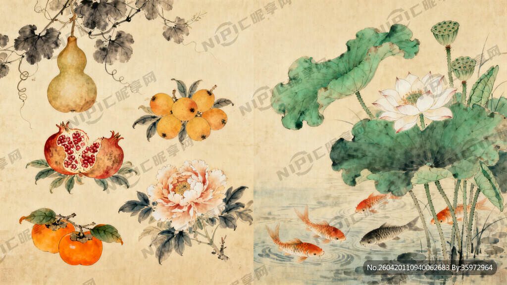 宋代画家画风 林椿   两幅 