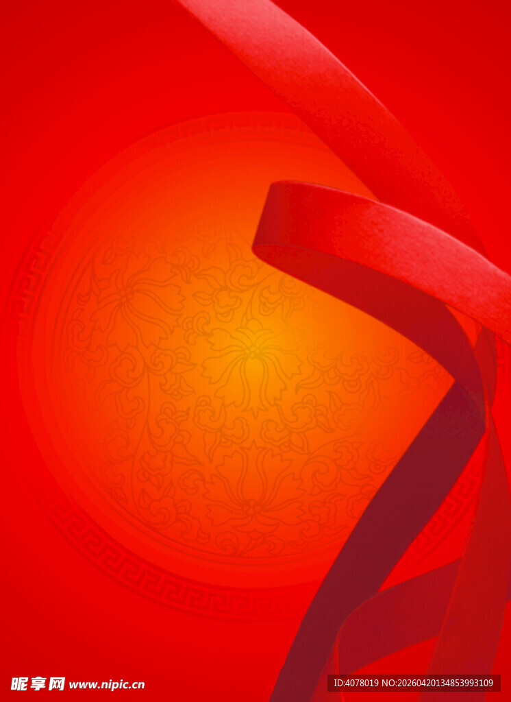 红色飘带背景图