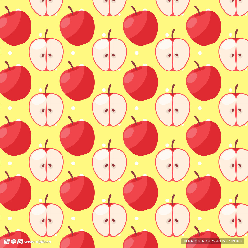 黄色背景上的苹果图案