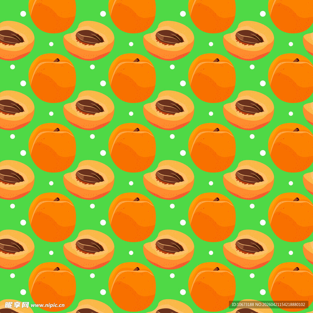 绿色背景上的桃子图案