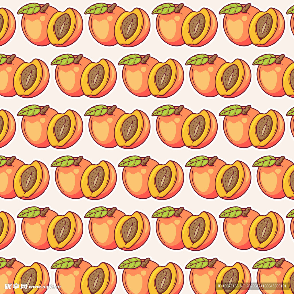 无缝排列的美味桃子图案