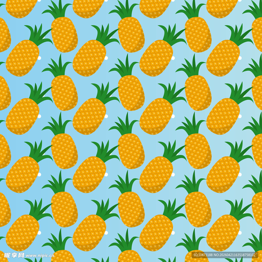 蓝色背景上的菠萝图案