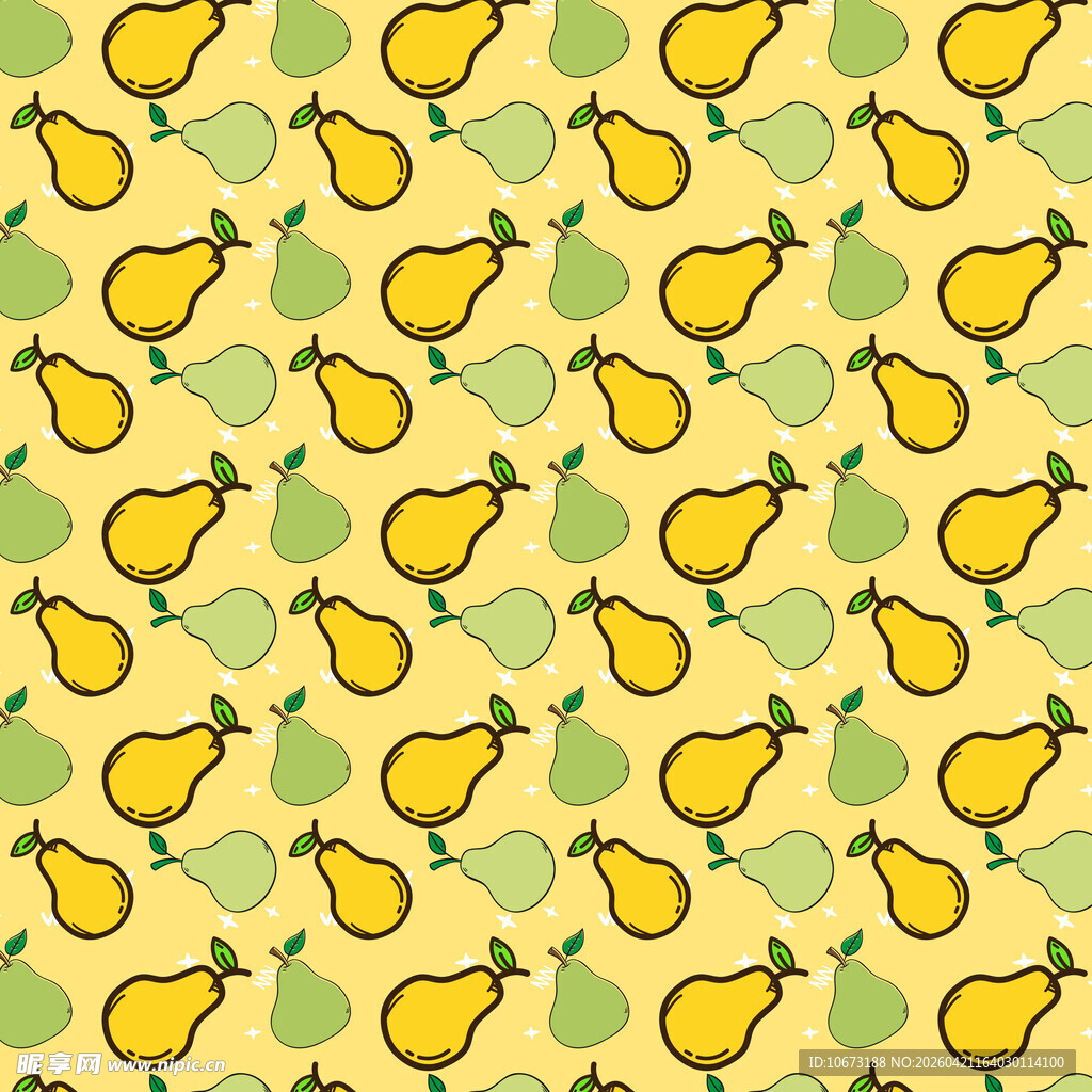 黄色梨子绿叶图案背景