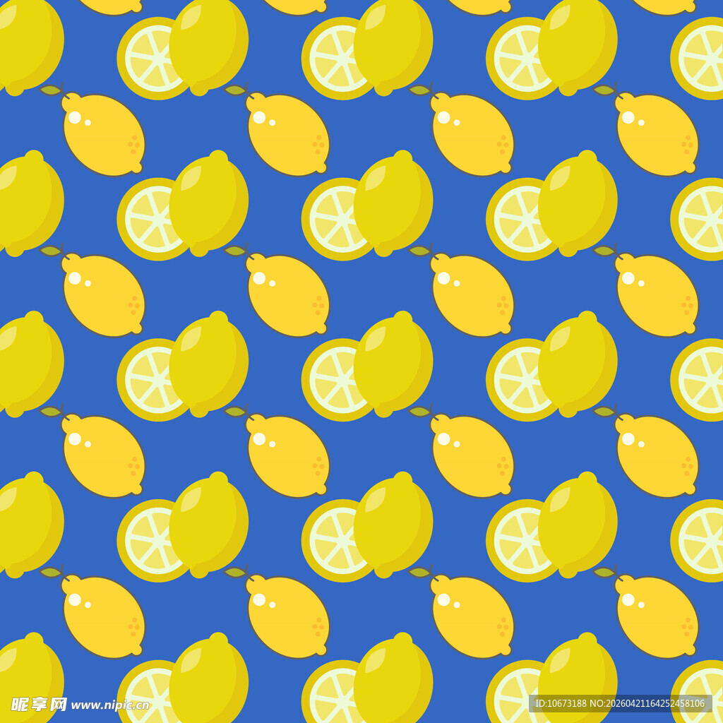 蓝色背景柠檬图案设计