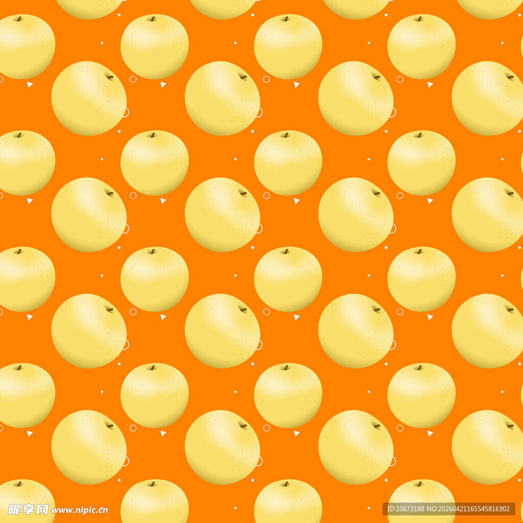 橙色背景上的黄色苹果图案