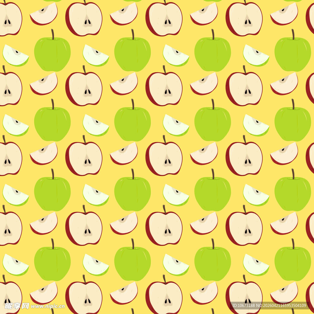 黄色背景苹果图案纹理