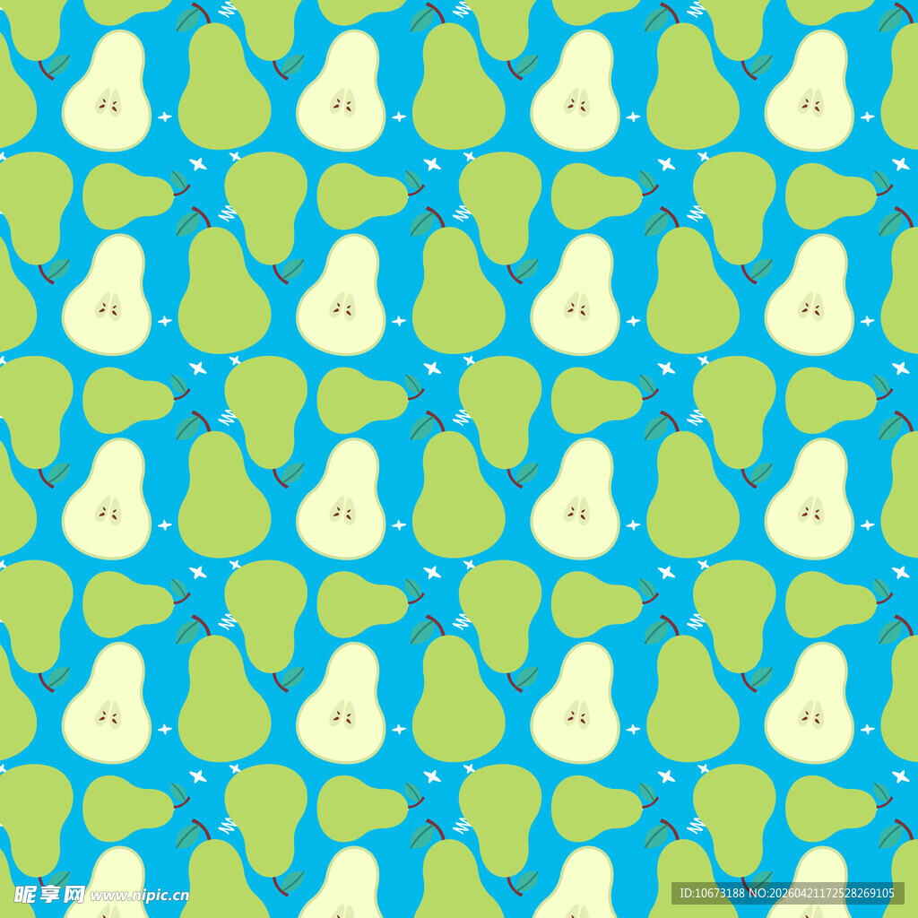 蓝底梨形图案无缝背景图