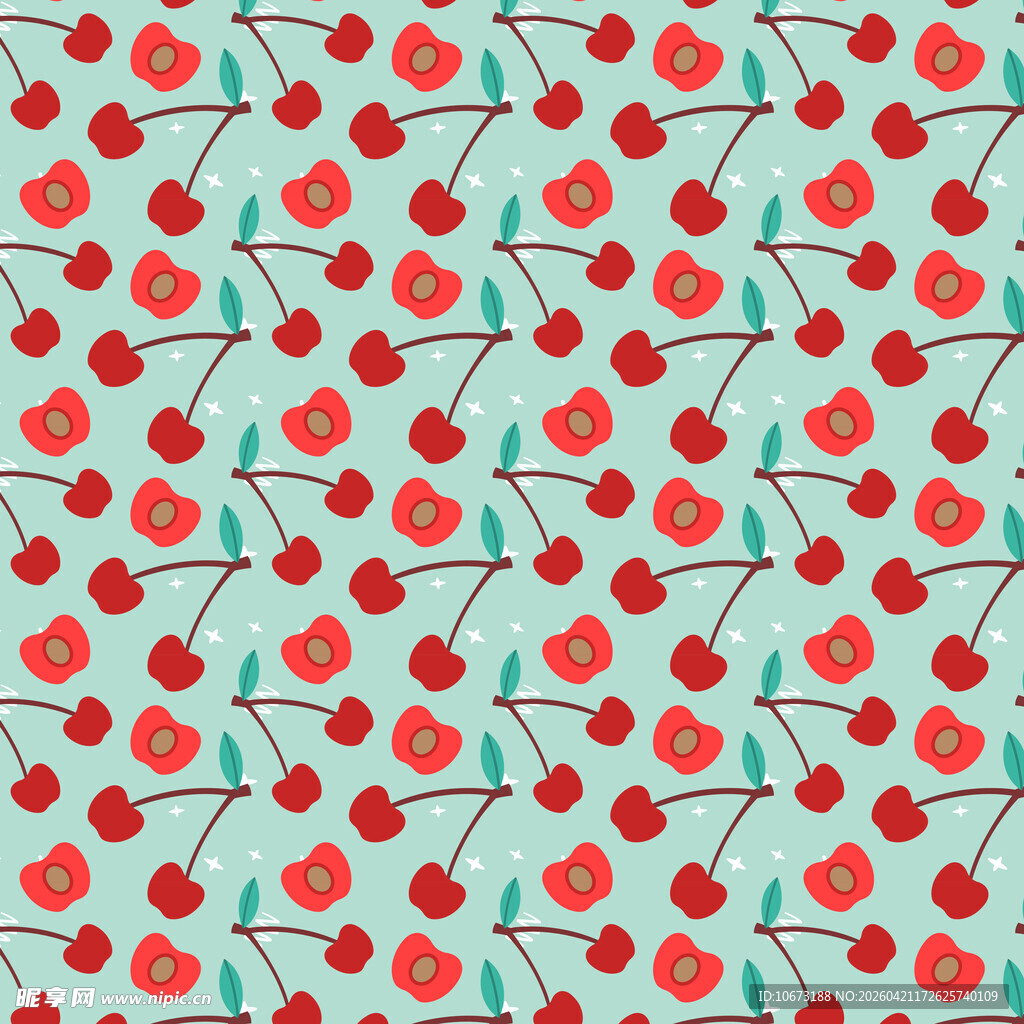 樱桃图案的清新背景纹理