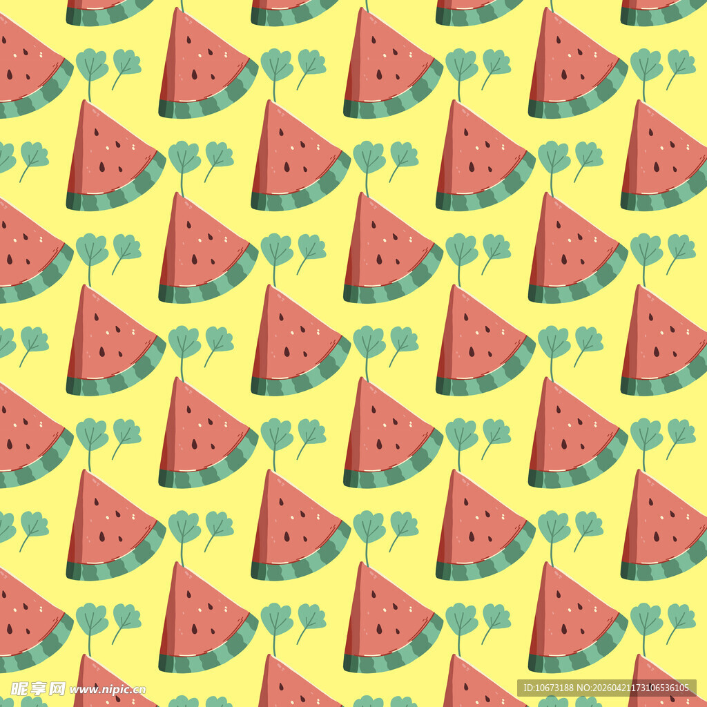 黄色背景西瓜片图案
