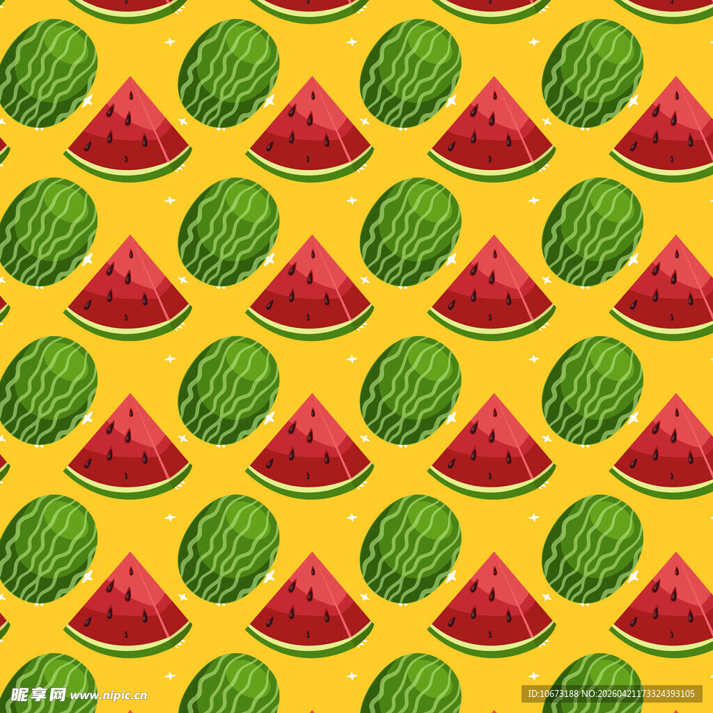 黄色背景西瓜图案纹理