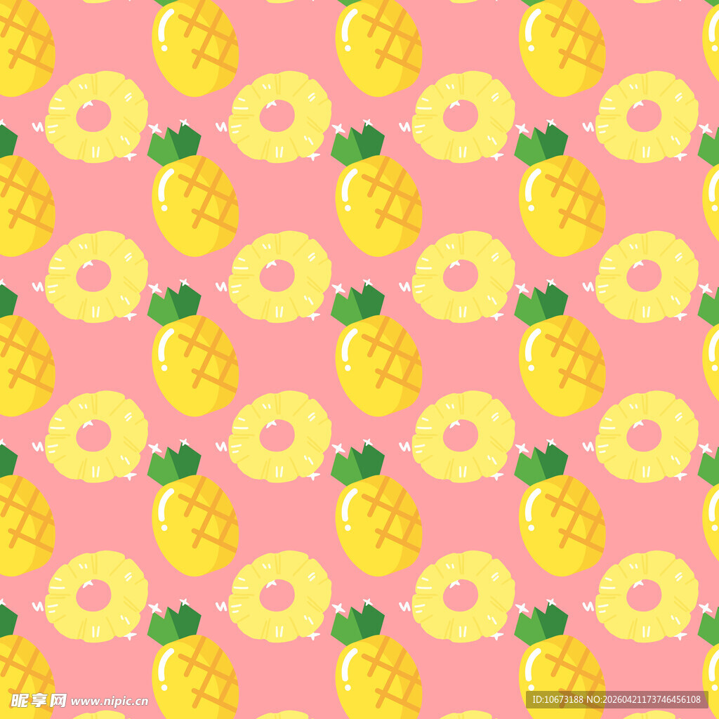 粉色背景菠萝图案设计