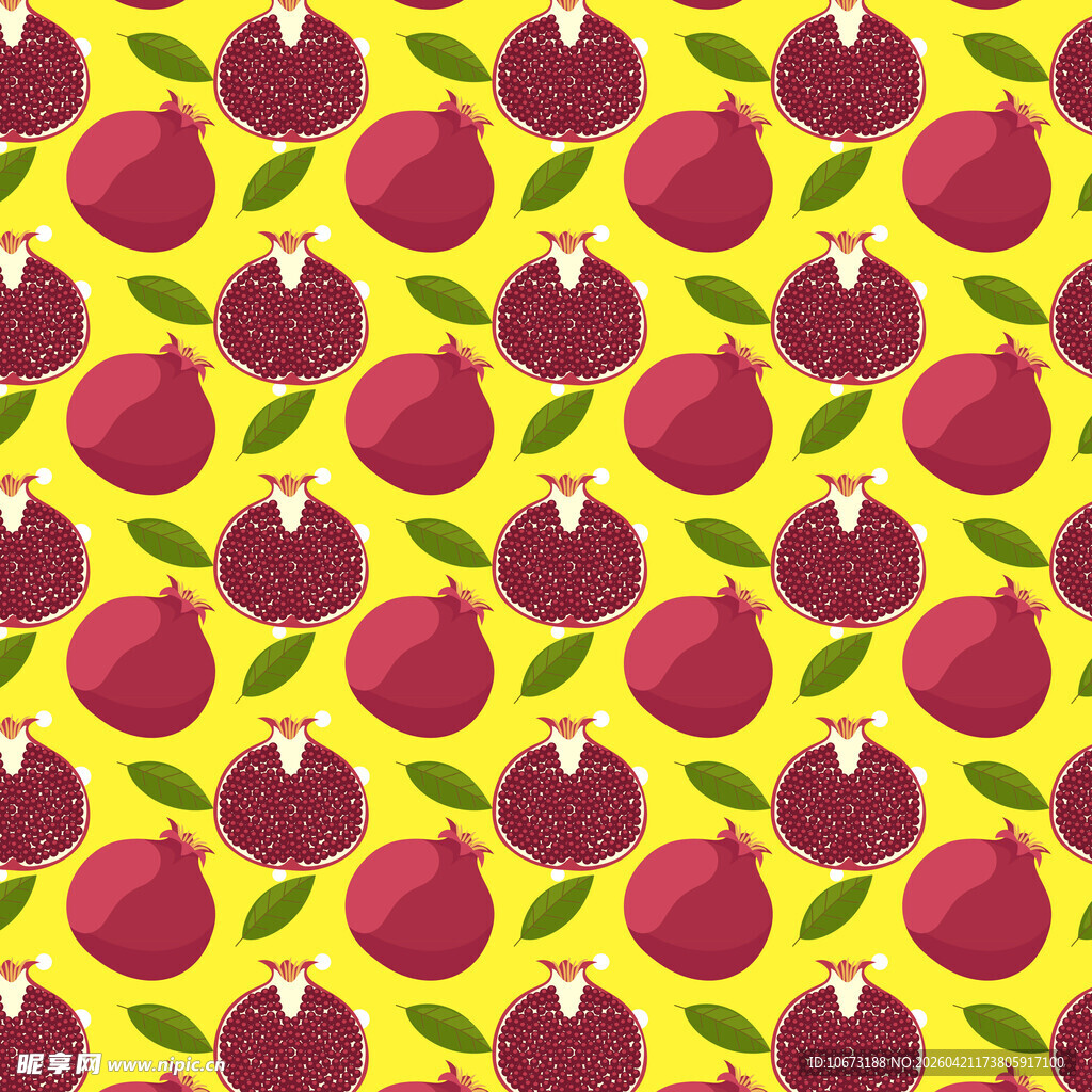 黄色背景的石榴图案