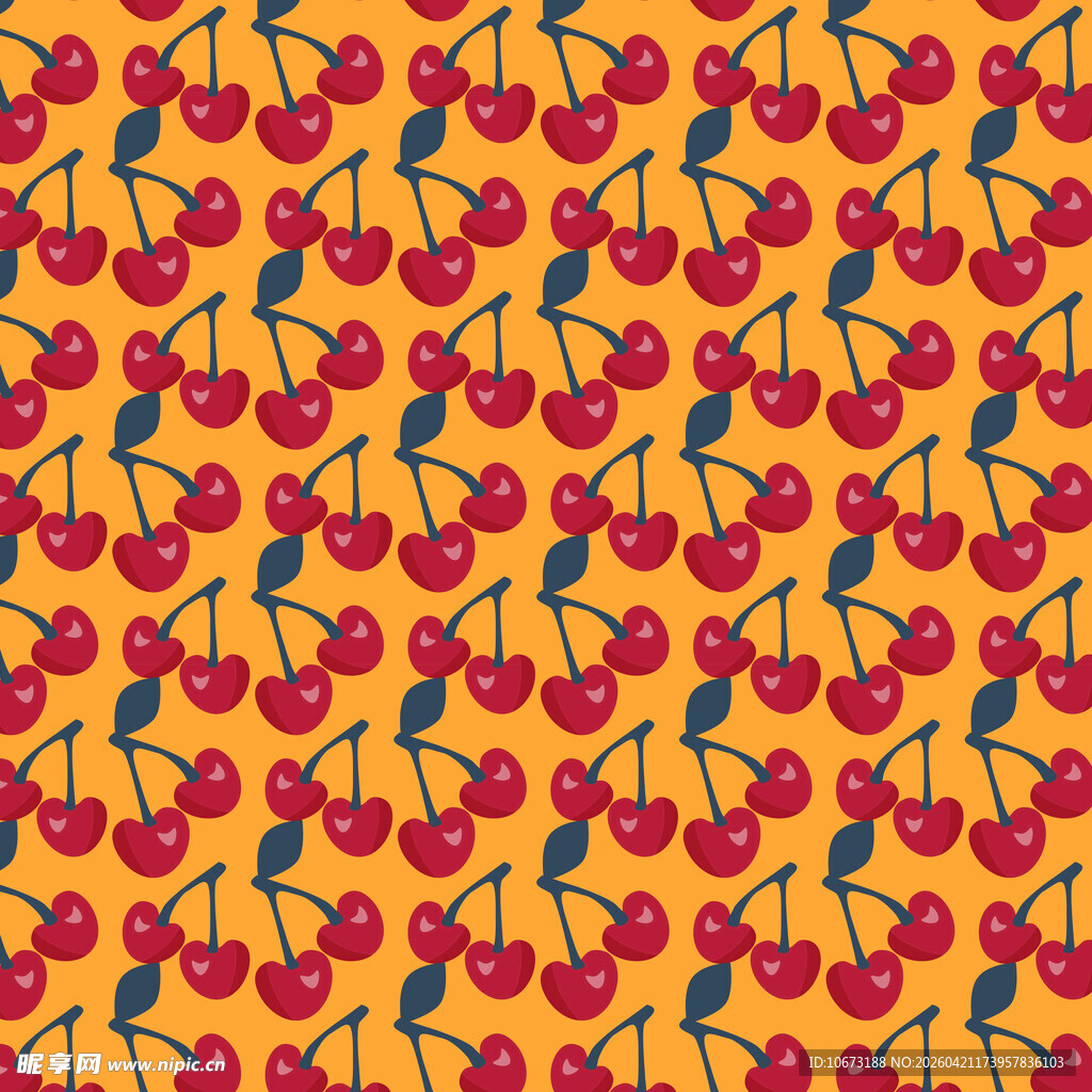 橙色背景樱桃图案纹理