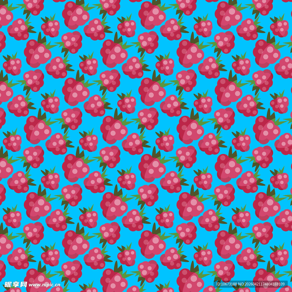蓝色背景的红色浆果图案