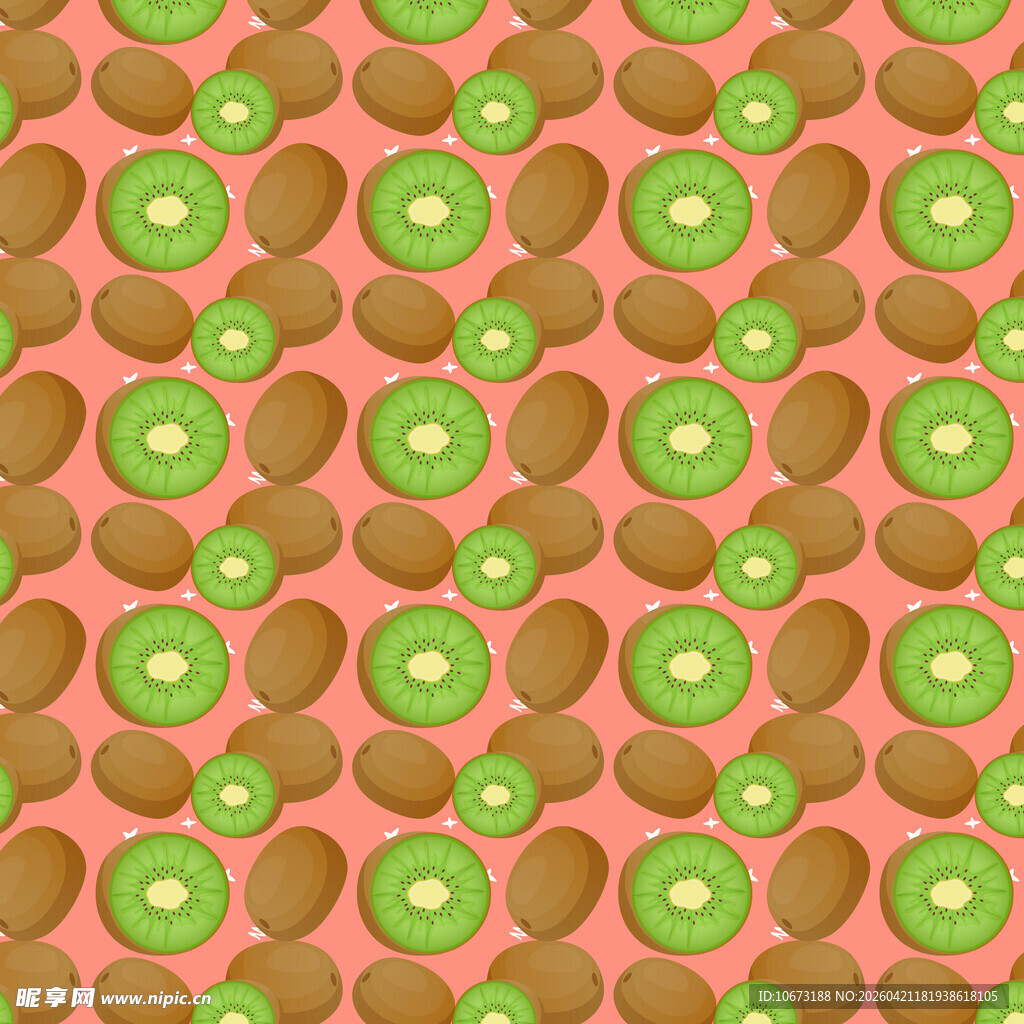 猕猴桃切片粉色背景图案