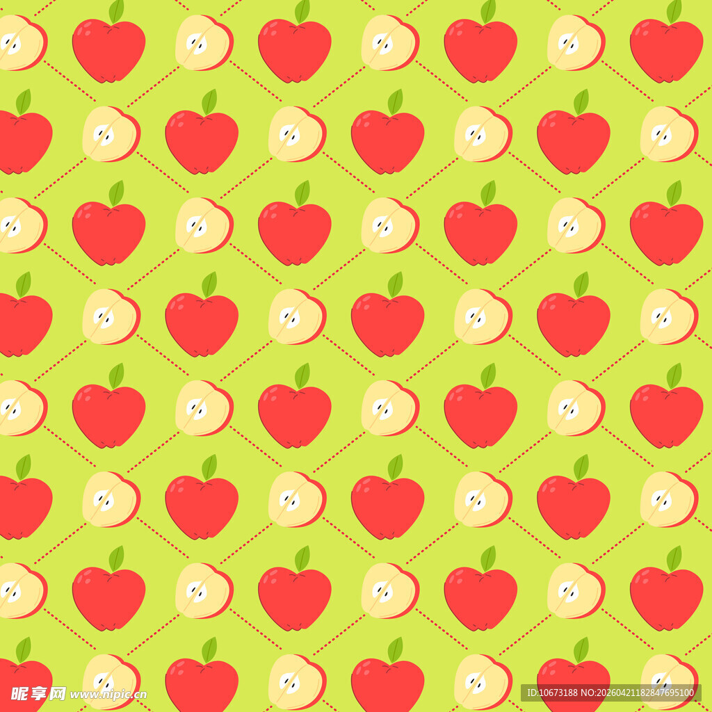 苹果图案的清新绿色背景