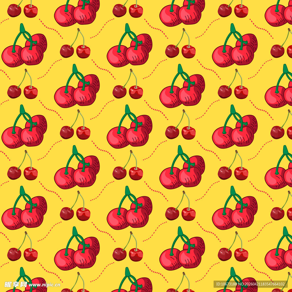 黄色背景樱桃图案纹理