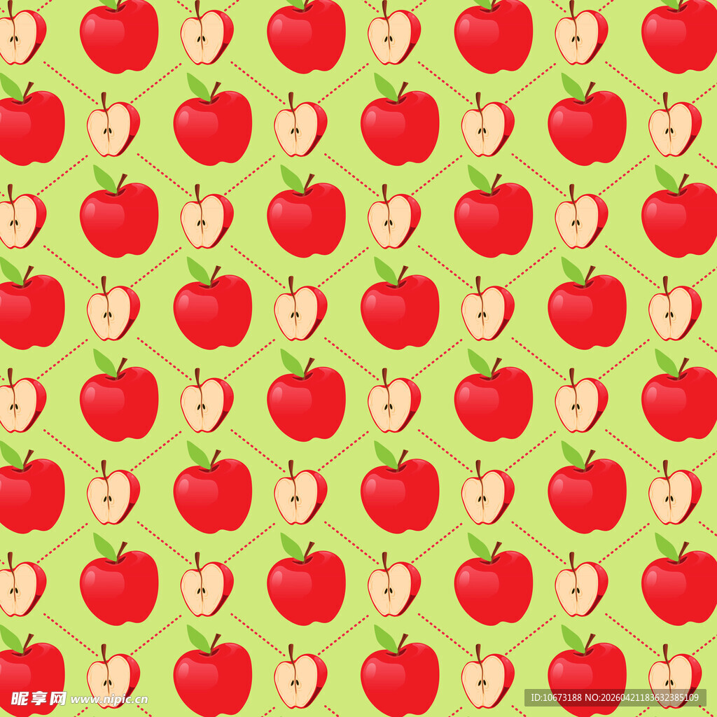 绿色背景上的苹果图案