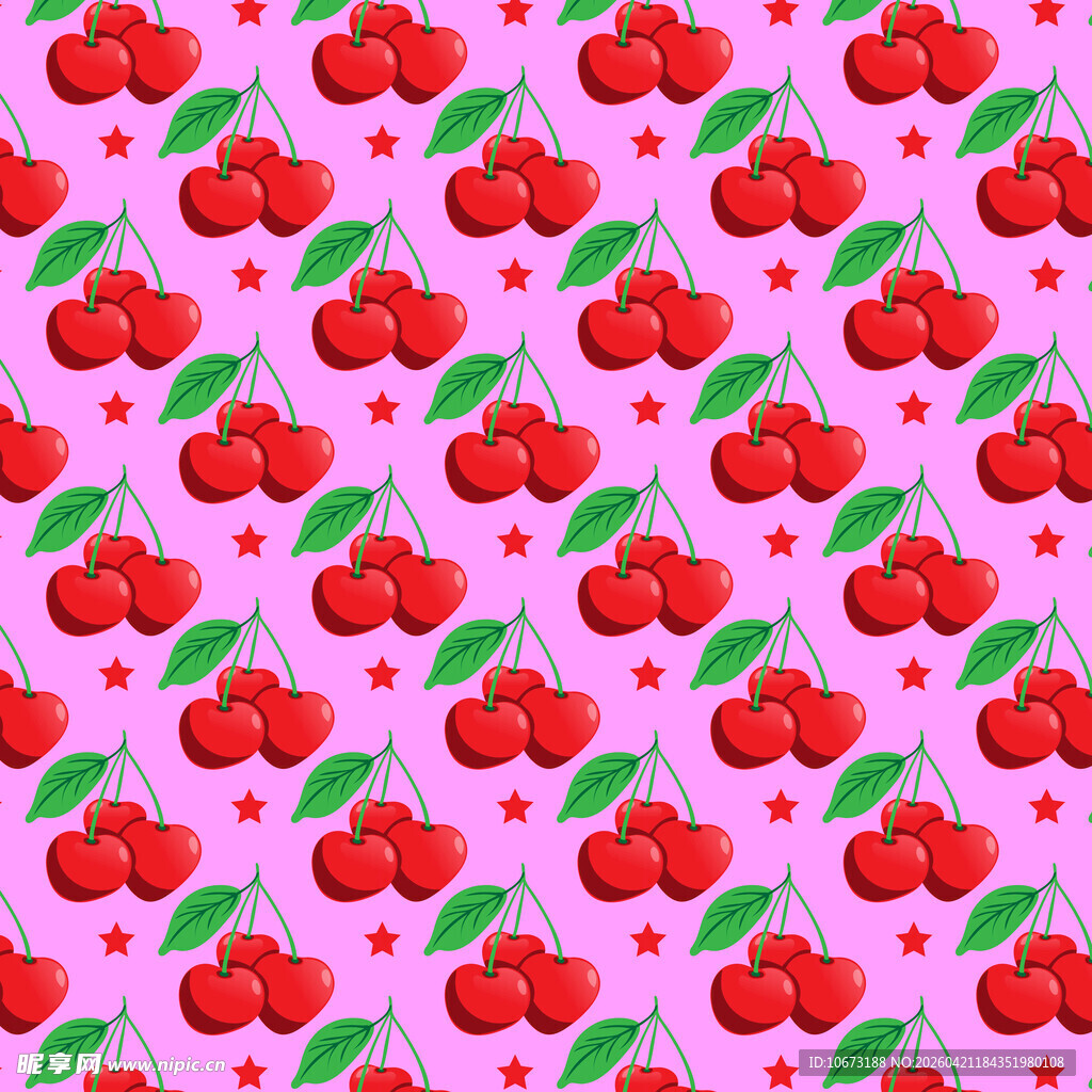 粉色背景樱桃图案素材