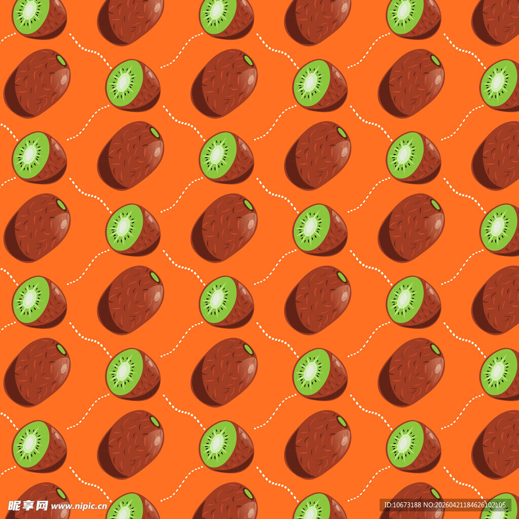 橙色背景上的猕猴桃图案背景