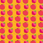 橙色背景上的苹果图案