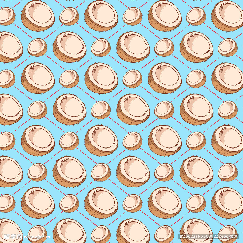 蓝色背景上的椰子图案