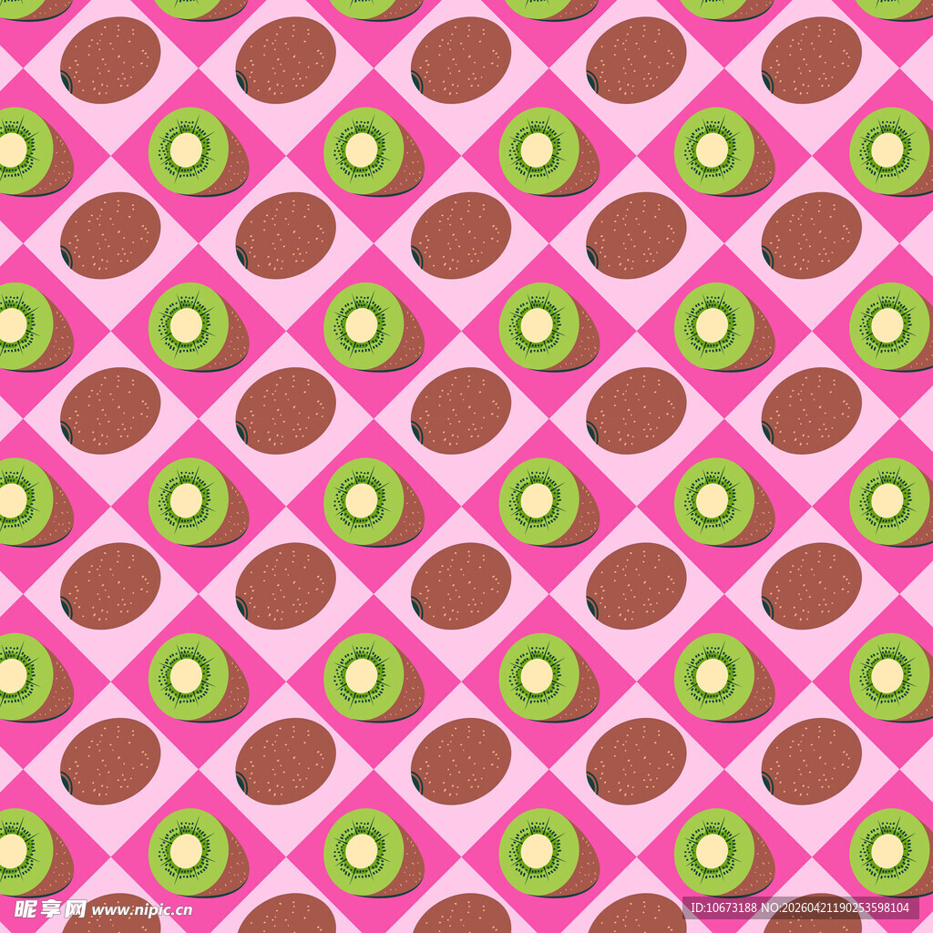 粉色背景猕猴桃切片图案