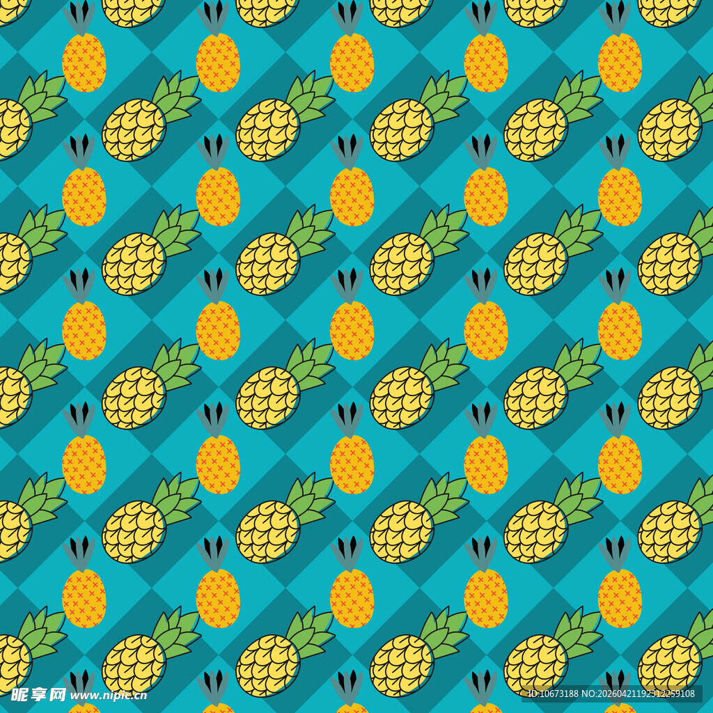 蓝色背景菠萝图案纹理