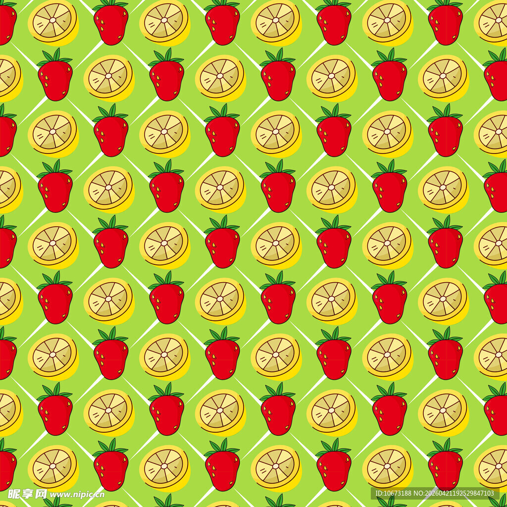 草莓柠檬图案的清新背景图