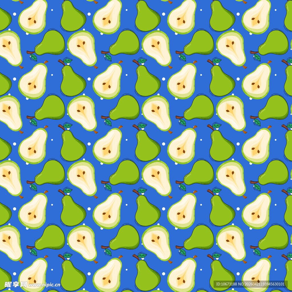 蓝底梨形图案无缝背景图