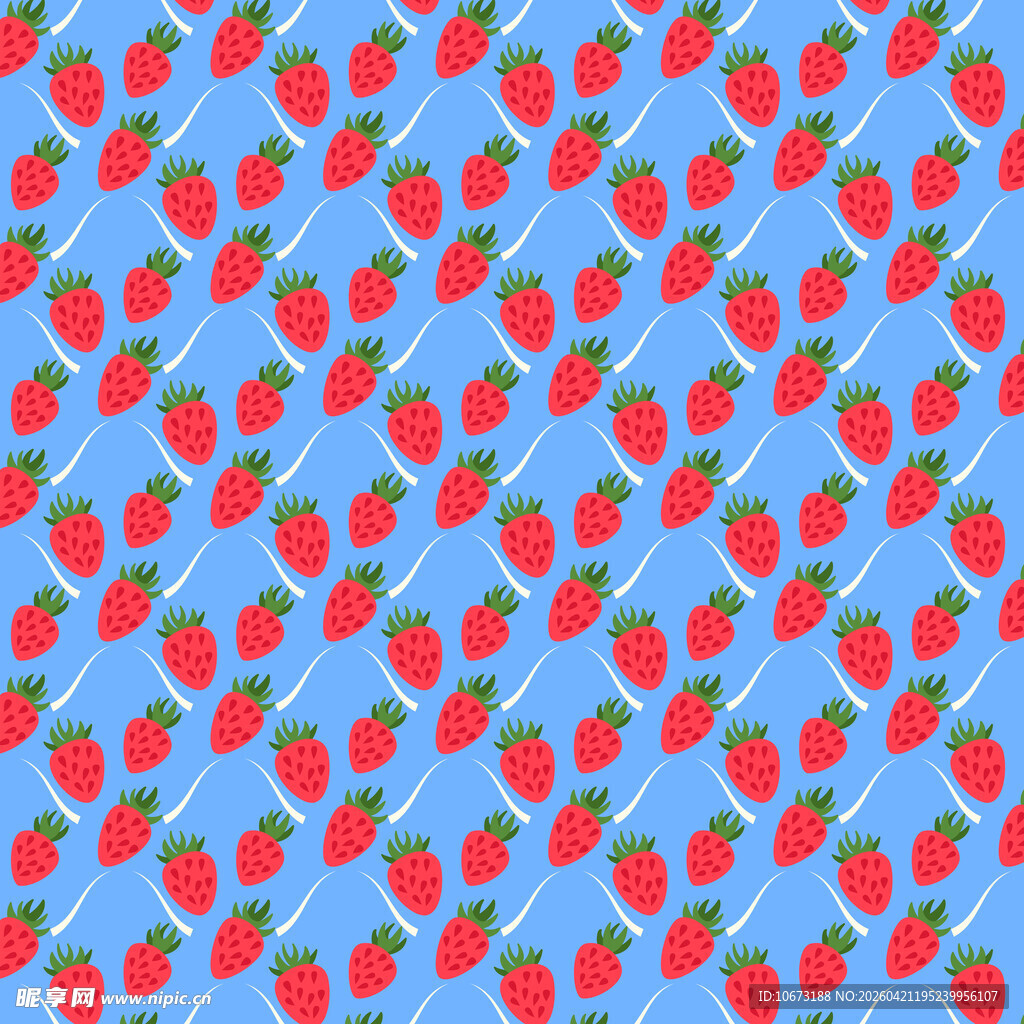 蓝色背景上的草莓图案