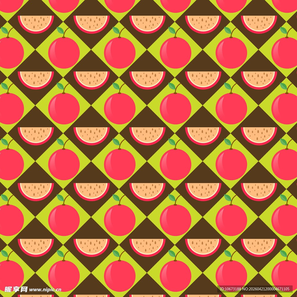 几何图案的多彩水果纹饰