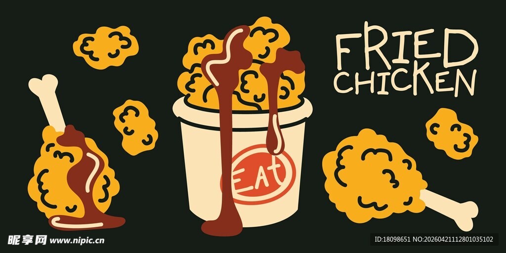 炸鸡插画素材