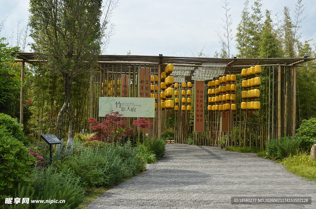 户外木质景观与绿植布置