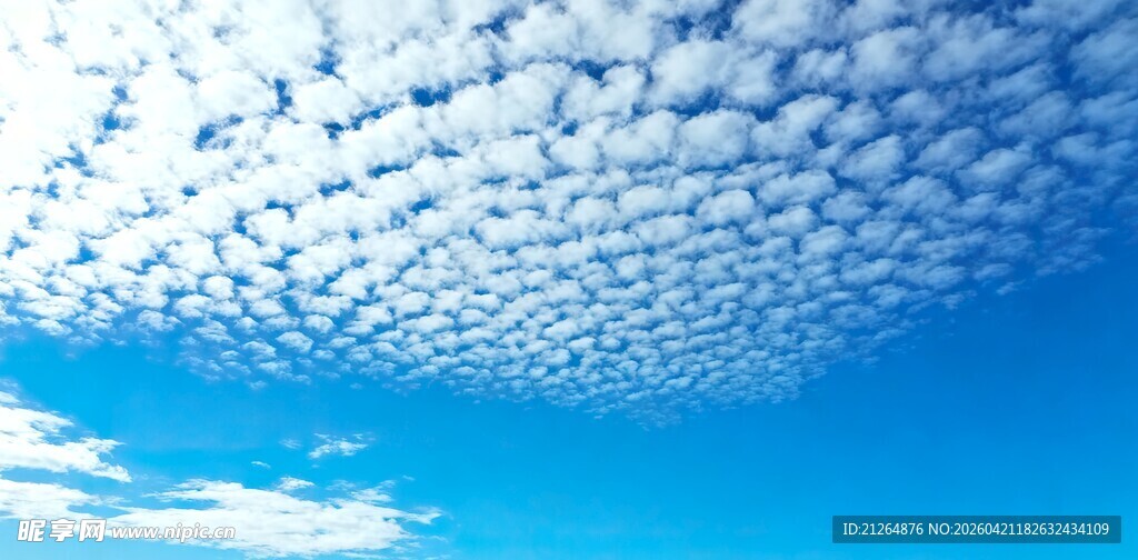 蓝天之上的絮状云朵
