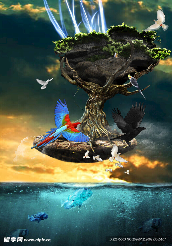 梦幻悬浮岛奇幻景象