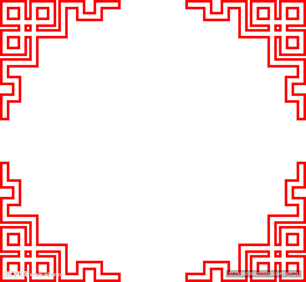 中式红色几何图案装饰