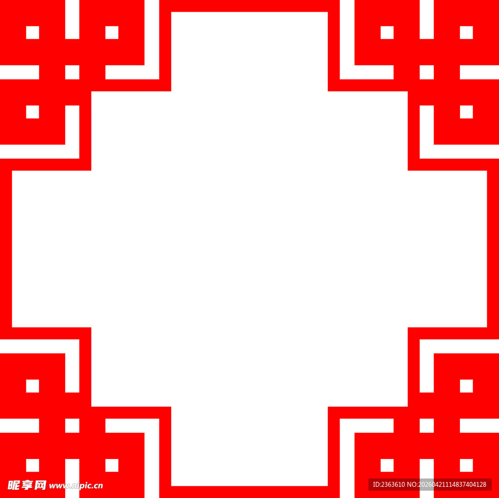 中式红色几何边框图案