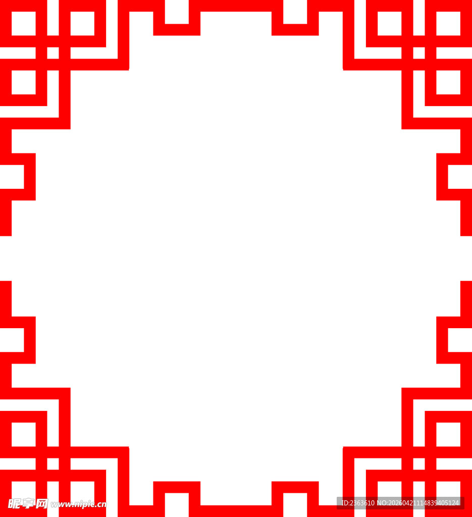 中式红色几何边框图案