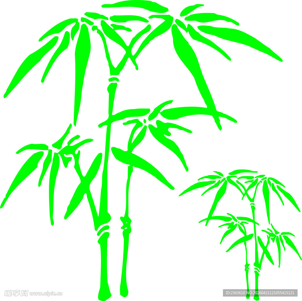 翠绿竹子矢量插画