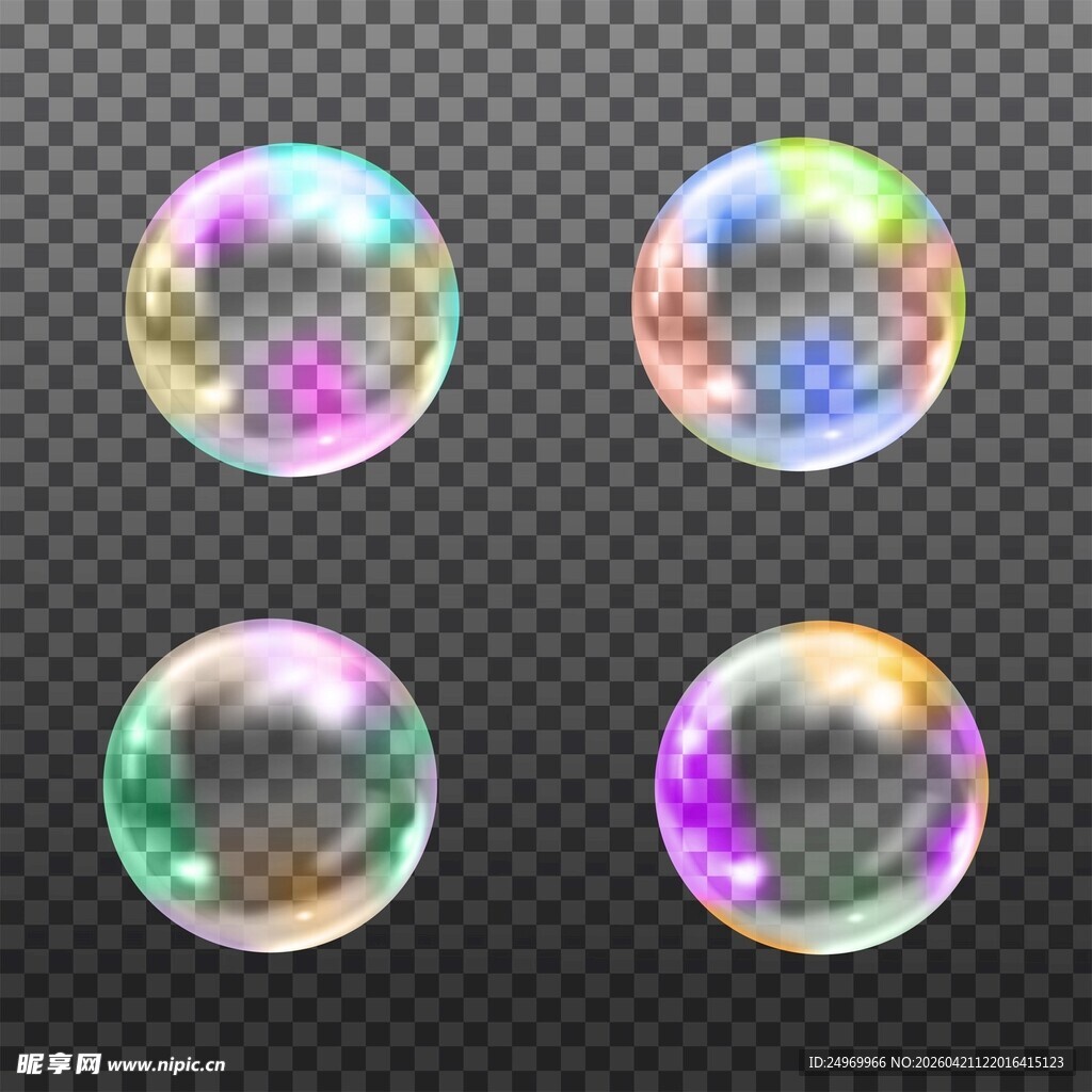 彩色梦幻透明气泡集合