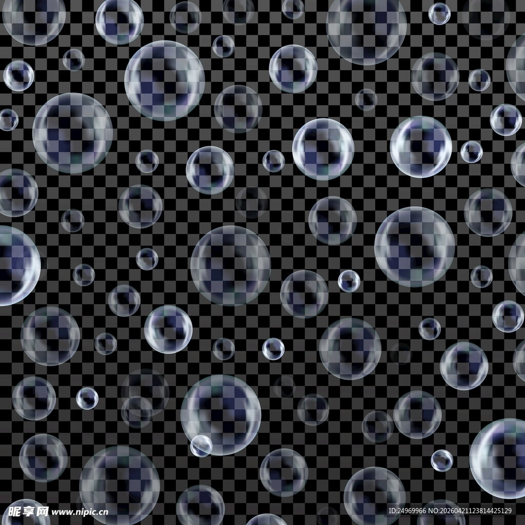 透明背景上的晶莹气泡